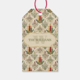 Vintage Christmas Candle Damask Pattern Custom  ギフトタグ