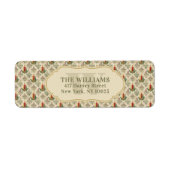 Vintage Christmas Candle Damask Pattern Custom ラベル (正面)