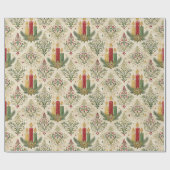 Vintage Christmas Candle Damask Pattern Seamless ラッピングペーパー (フラット)