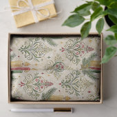 Vintage Christmas Candle Damask Pattern Seamless  薄葉紙 (ギフト)
