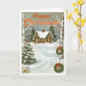 Vintage christmas card カード (黄色い花)