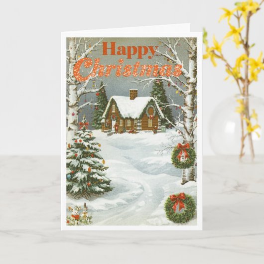 Vintage christmas card カード (黄色い花)