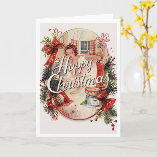 Vintage christmas card カード (黄色い花)