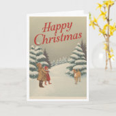 Vintage christmas card カード (黄色い花)