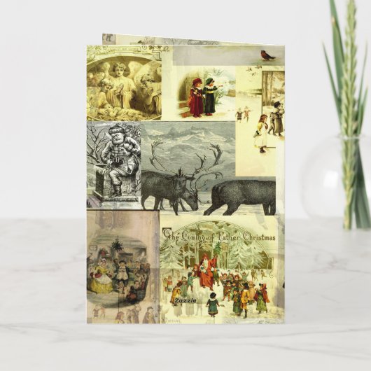 Vintage Christmas Card Images Collage  カード (裏面)