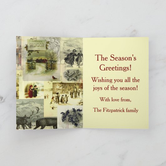 Vintage Christmas Card Images Collage  カード (内部)