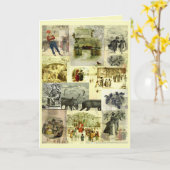 Vintage Christmas Card Images Collage  カード (黄色い花)