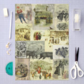 Vintage Christmas Card Images Collage  薄葉紙 (クラフト)