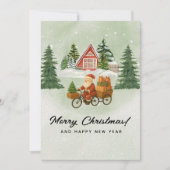 🌲Vintage Christmas Card – Santa on Bicycle シーズンカード (正面)