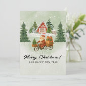 🌲Vintage Christmas Card – Santa on Bicycle シーズンカード (スタンド正面)