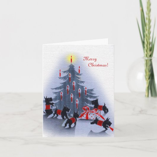 Vintage Christmas Card, Scottie Dogs シーズンカード (正面)