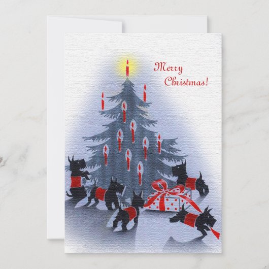Vintage Christmas Card, Scottie Dogs シーズンカード (正面)