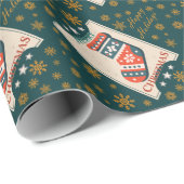 Vintage Christmas Card with Stocking Illustration  ラッピングペーパー (ロールコーナー)