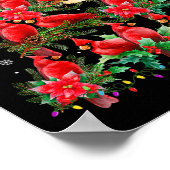 Vintage Christmas Cardinal Birds Tree Lights Funny ポスター (角)