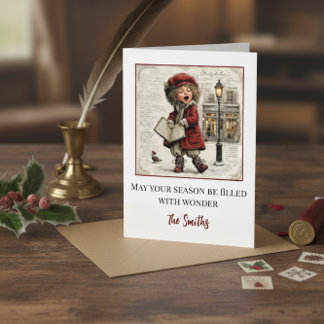Vintage Christmas Caroler Holiday Card シーズンカード