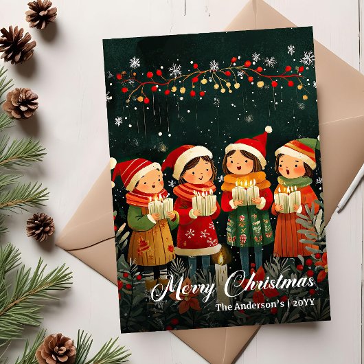 Vintage Christmas Carols Classic Greeting Card シーズンカード