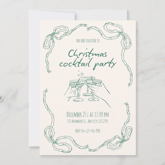 Vintage Christmas Cocktail Party 招待状 (正面)