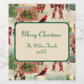 Vintage Christmas Collage ワインラベル (シングルラベル)