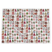 Vintage Christmas Collage Paper | Retro Holiday ラージペーパーバッグ (正面)