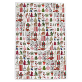 Vintage Christmas Collage | Retro Holiday Gift  ミディアムペーパーバッグ