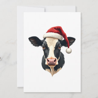 Vintage Christmas Cow Head with Santa Hat Farm Ani