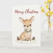 Vintage Christmas Deer Card – Tradition Treasures  カード (黄色い花)