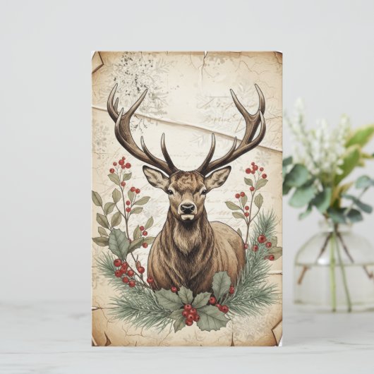 Vintage Christmas Deer Decoupage Art (スタンド正面)