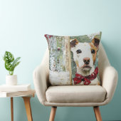 Vintage Christmas Dog Pillow – Rustic Holiday  クッション (椅子)