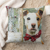 Vintage Christmas Dog Pillow – Rustic Holiday  クッション (ブランケット)
