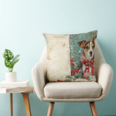 Vintage Christmas Dog Pillow – Rustic Holiday  クッション (椅子)