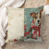 Vintage Christmas Dog Pillow – Rustic Holiday  クッション (ブランケット)