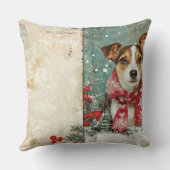 Vintage Christmas Dog Pillow – Rustic Holiday  クッション (裏面)