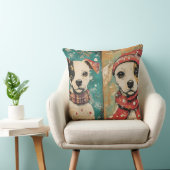 Vintage Christmas Dog Pillow – Rustic Holiday  クッション (椅子)