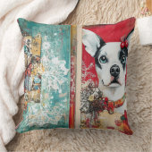Vintage Christmas Dog Pillow – Rustic Holiday  クッション (ブランケット)