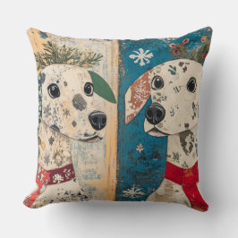 Vintage Christmas Dog Pillow – Rustic Holiday  クッション