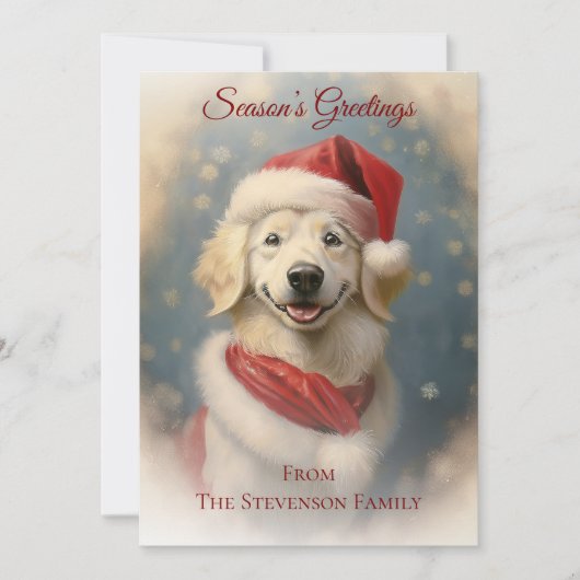 Vintage Christmas Dog Santa Christmas Card シーズンカード (正面)