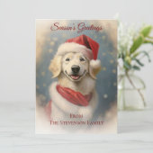 Vintage Christmas Dog Santa Christmas Card シーズンカード (スタンド正面)