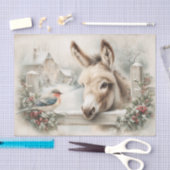 Vintage Christmas Donkey and Robin Decoupage 薄葉紙 (クラフト)