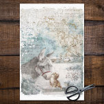 Vintage Christmas Donkey with Kitten craft 薄葉紙<br><div class="desc">Adorable donkey nuzzling a kitten on a cold snow day with barns in the background.  Sheet music and gold ornamental pieces included in this design.  Perfect for crafting,  decoupaging or wrapping gifts.</div>