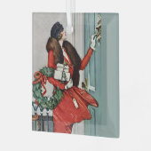 Vintage Christmas Doorstep Illustration ガラスオーナメント (正面左)