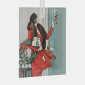Vintage Christmas Doorstep Illustration ガラスオーナメント (正面右)