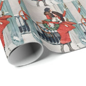 Vintage Christmas Doorstep Illustration ラッピングペーパー (ロールコーナー)