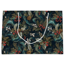 Vintage Christmas Elegant Sparkle ラージペーパーバッグ