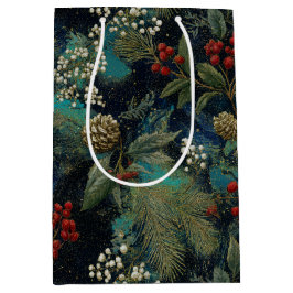 Vintage Christmas Elegant Sparkle II ミディアムペーパーバッグ