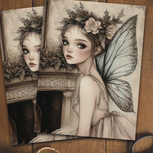 Vintage Christmas Fairy Ballerina Decoupage  薄葉紙