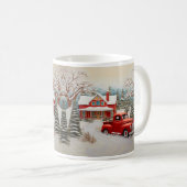 Vintage Christmas Farm Scene コーヒーマグカップ (正面右)