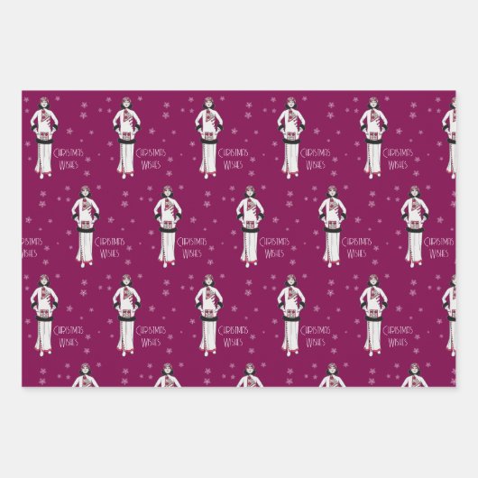 Vintage Christmas Fashion ラッピングペーパーシート (正面3)