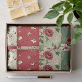 Vintage Christmas Floral Quilt Pattern Decoupage  薄葉紙 (ギフト)