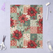 Vintage Christmas Floral Quilt Pattern Decoupage  薄葉紙 (クラフト)