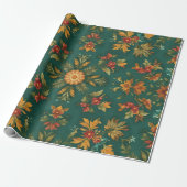 Vintage Christmas Floral Seamless Wrapping Paper ラッピングペーパー (アンロールド)